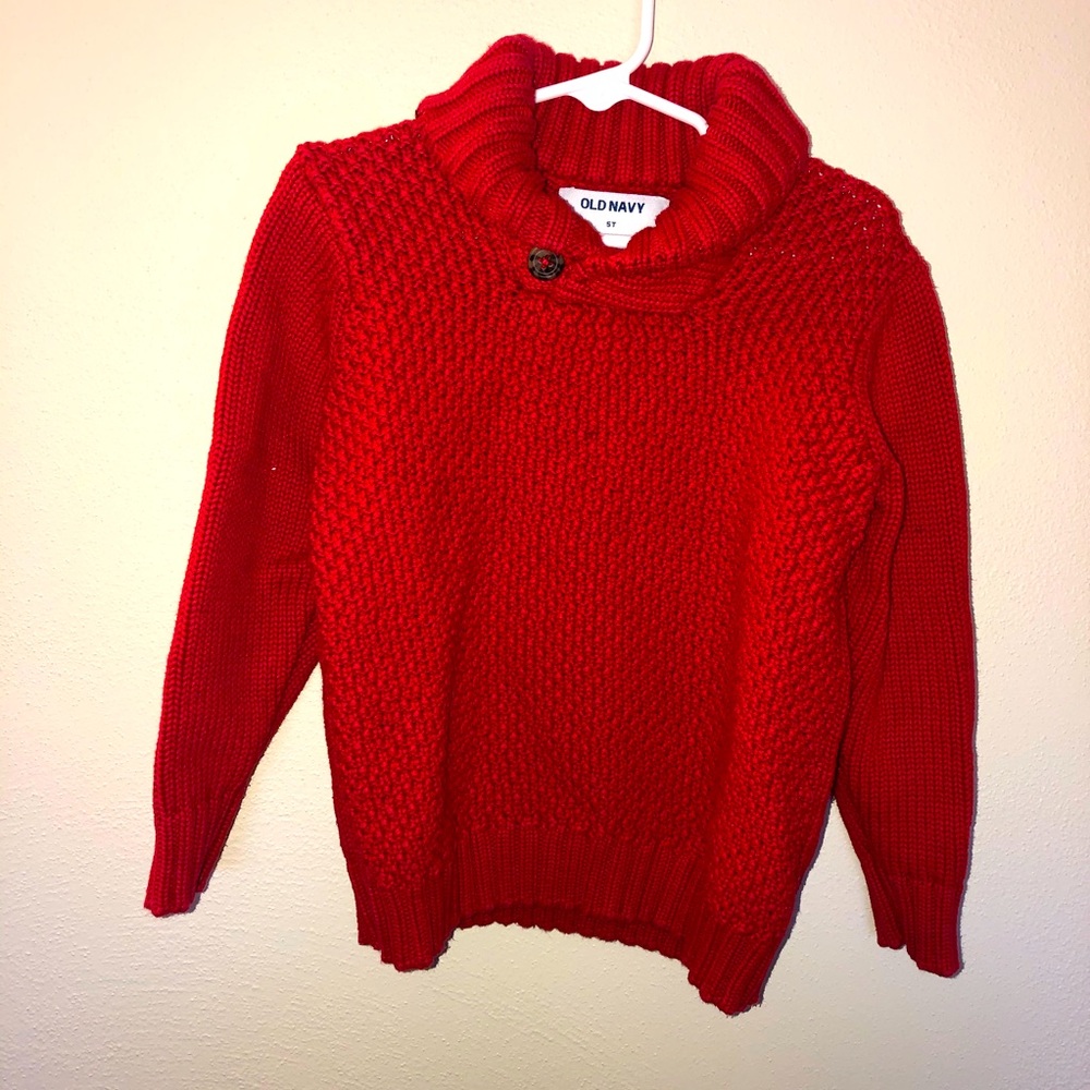 Boys Old Navy red pullover shawl collar sweater